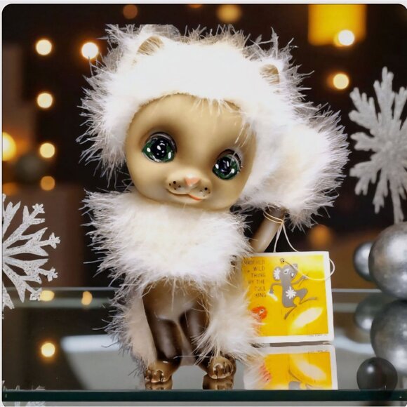 Kamar Other - Siamese Cat Kamar Green Eyes Mimi 1968 Vintage Fuzzy Hair Rubber Toy Japan Big E
